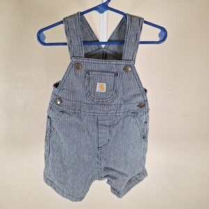 Carhartt Baby Hickory Stripe Railroad Shortalls Overalls Infant 12M
